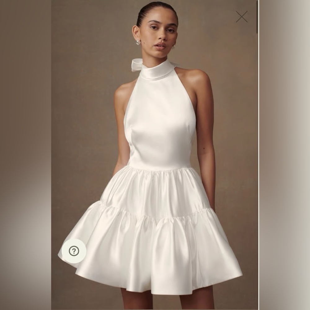 Meshki Dorota White Halter Mini Wedding Dress Size Small